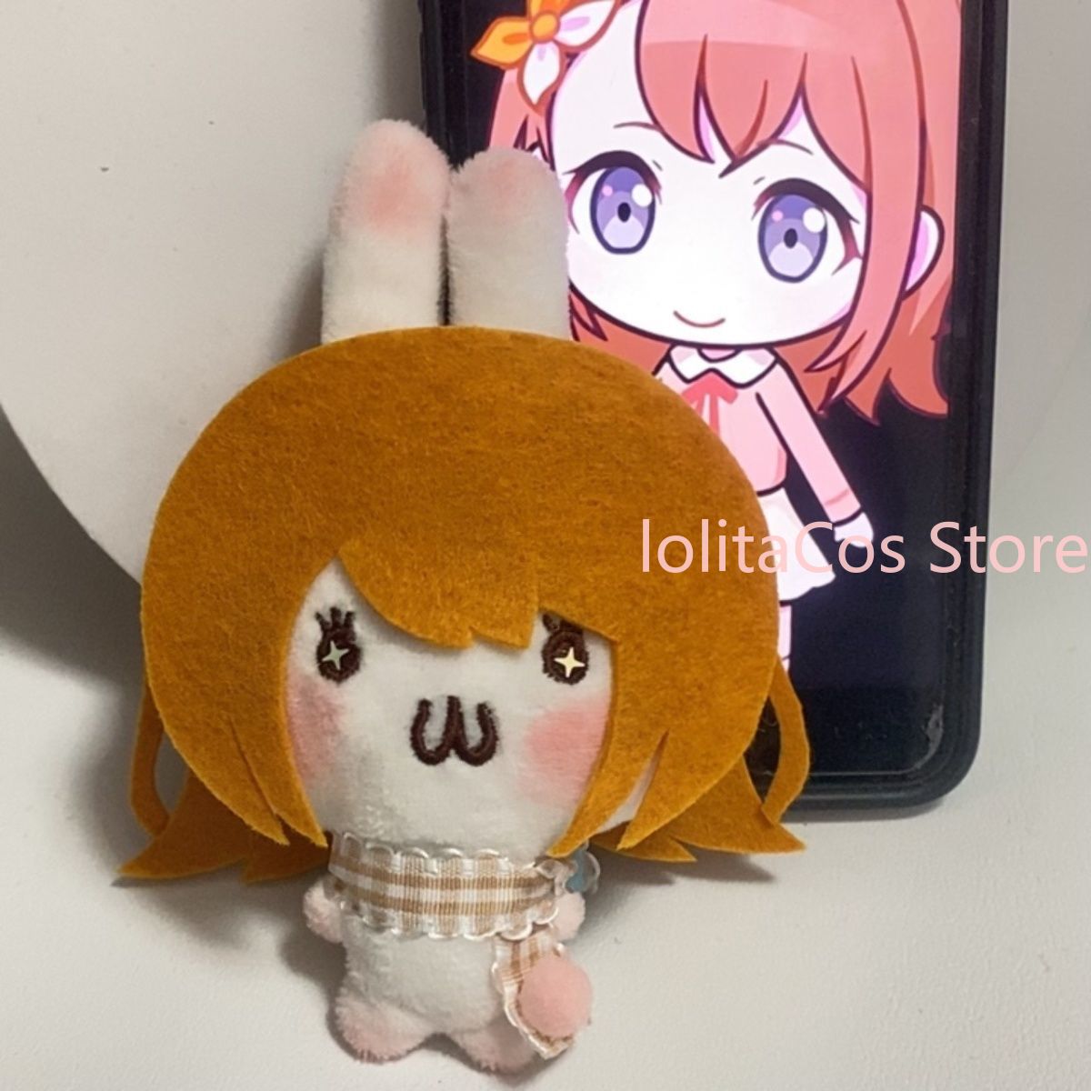 Anime Cosplay Girl Costume - Pjsk プロジェクト SEKAI 花佐美乃り かわいい手作りぬいぐるみ かわいいバニーキーホルダー