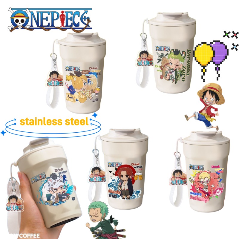 Anime Cosplay Cafe - ワンピース ドフラミンゴ、ゾロ、サンジのアニメ柄大容量コーヒーカップ、名入れステンレス製保温カップ