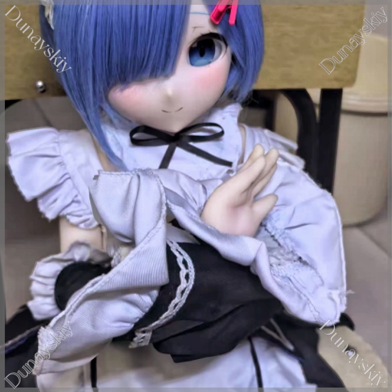 Anime Cosplay Sus - RE0 レムラム BJD 100-170 センチメートルに適合シリコーンフィギュア服コスプレメイドドレスヘッドバンド袖エプロン弓クラシックアニメメイド制服