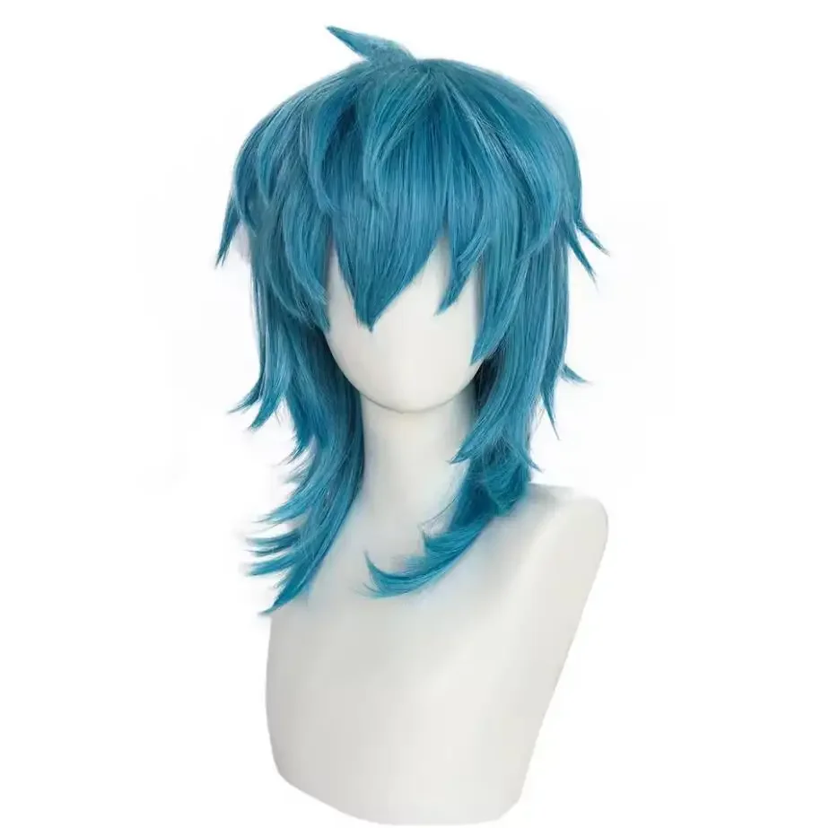 Anime Cosplay Face - サリーフェイスウィッグ 合成中長ストレートブルー サリーフェイスコスプレウィッグ ハロウィンカーニバルコミック展示会用 ﻿ ウィッグ