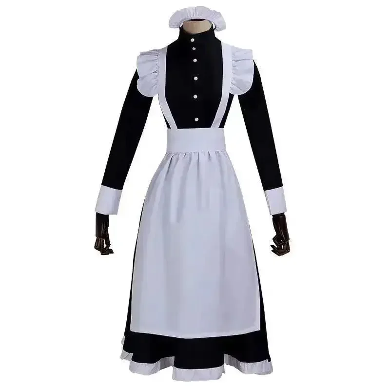 Anime Cosplay Cafe - 女性用メイド衣装 ロングドレス エプロンドレス ロリータドレス 男女兼用 カフェコスチューム