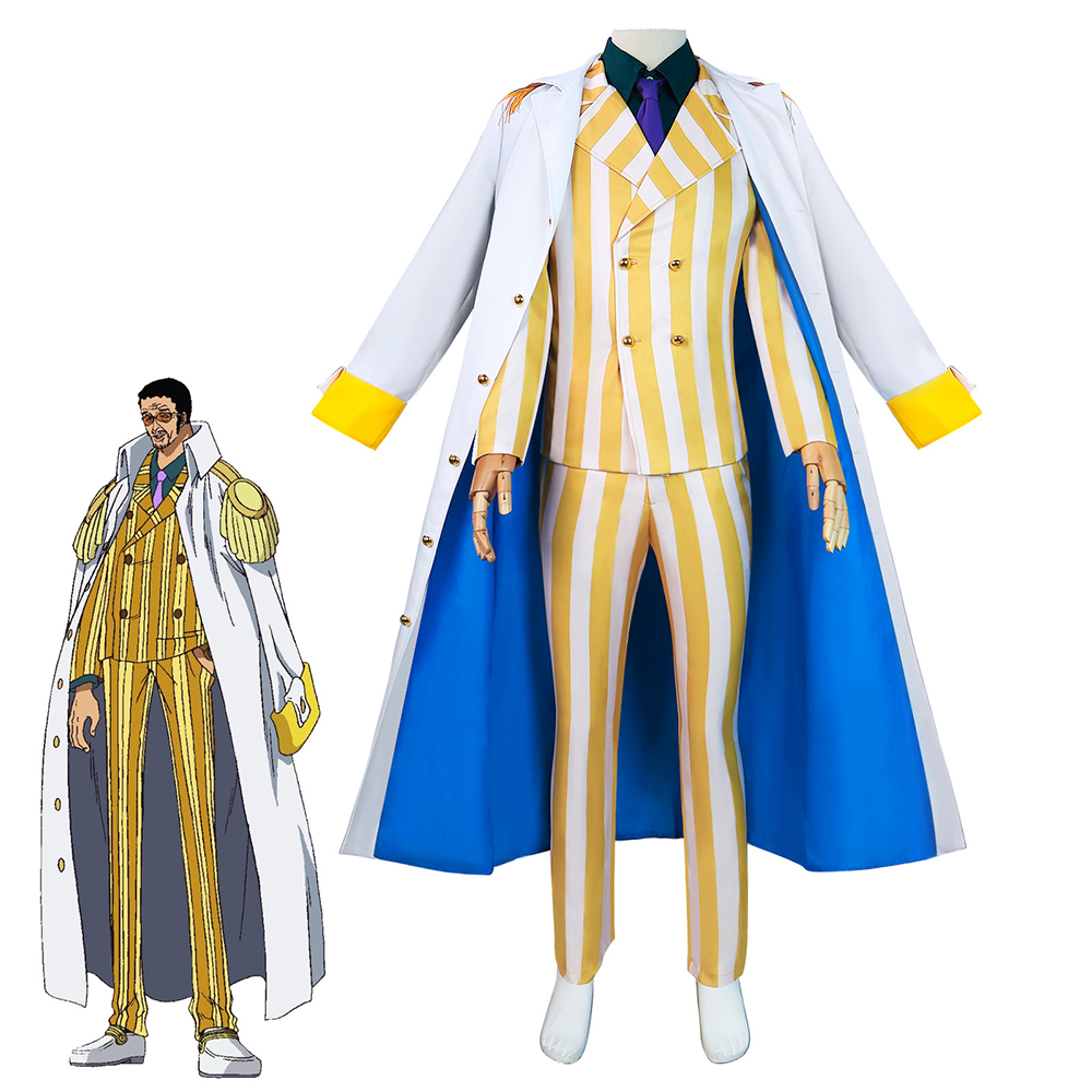 Anime Cosplay One Piece - アニメワンピースボルサリーノ海軍制服コスプレ衣装ロングウインドブレーカーシャツパンツ男一般仮装パーティーハロウィンコスチューム
