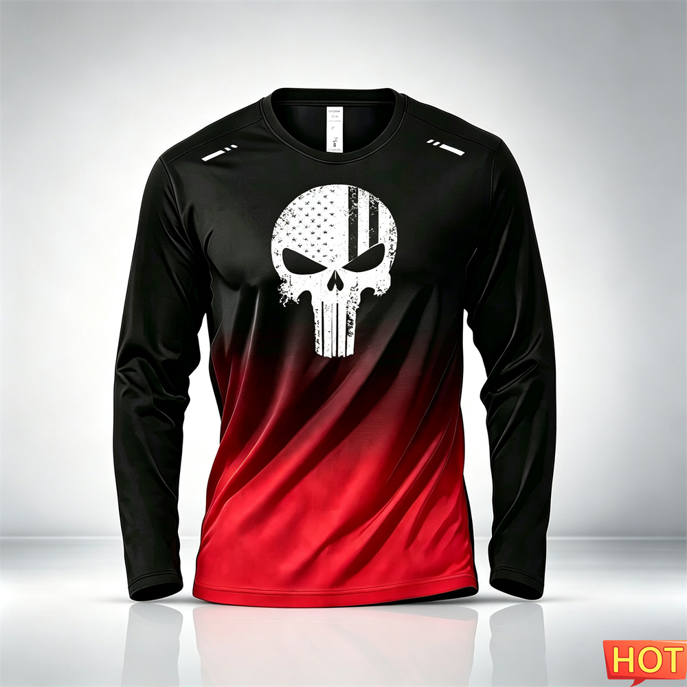 Anime & Cosplay Expo Acx 2025 - 秋のメンズフィットネスグラデーションTシャツ アニメメンズ長袖Tシャツ 伸縮性トレーニングスポーツTシャツ メンズホームエクササイズTシャツ