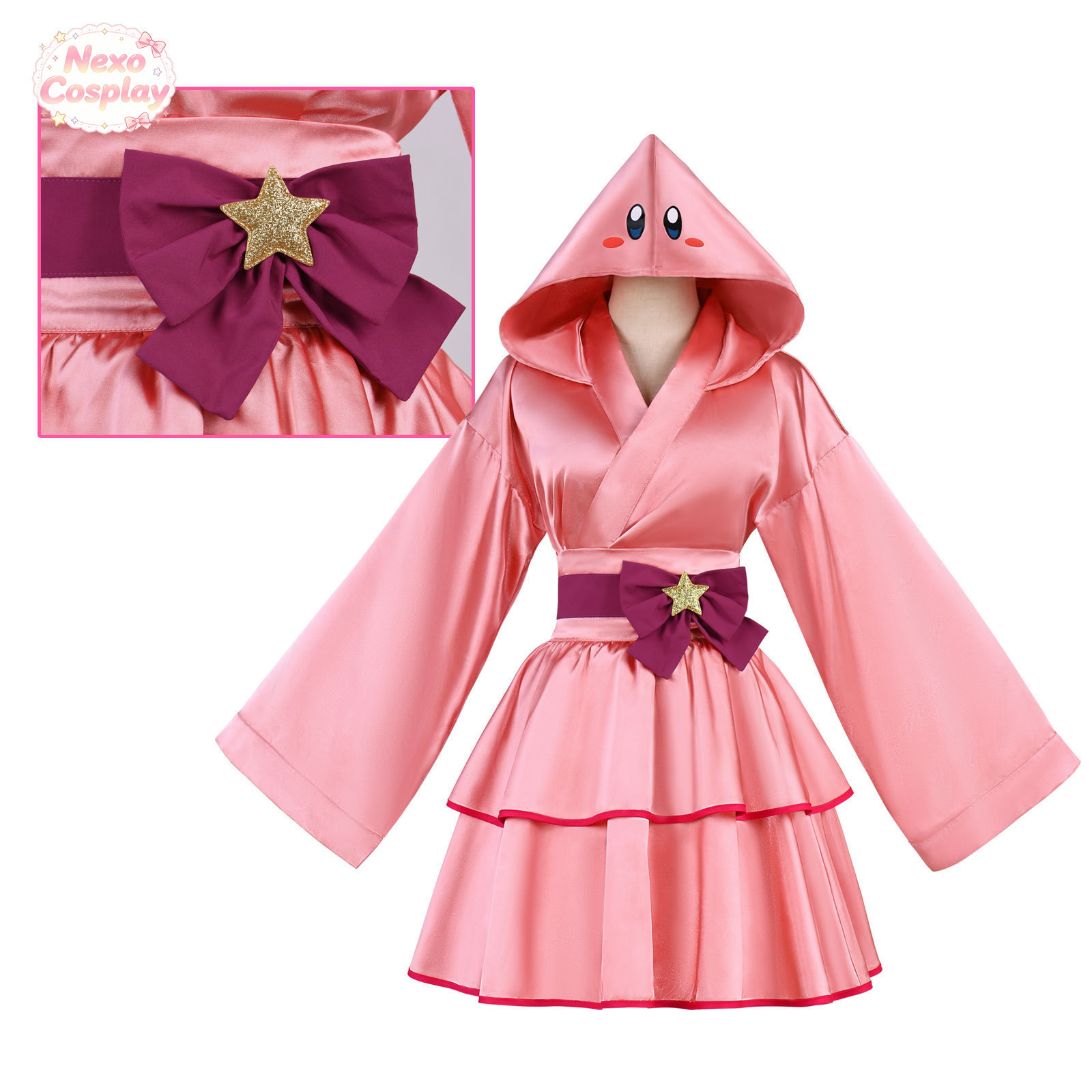 ピンクボール コスプレ衣装 ピンクガール フード付き着物スカ - Anime Cosplay Girl Costume のレビューと価格