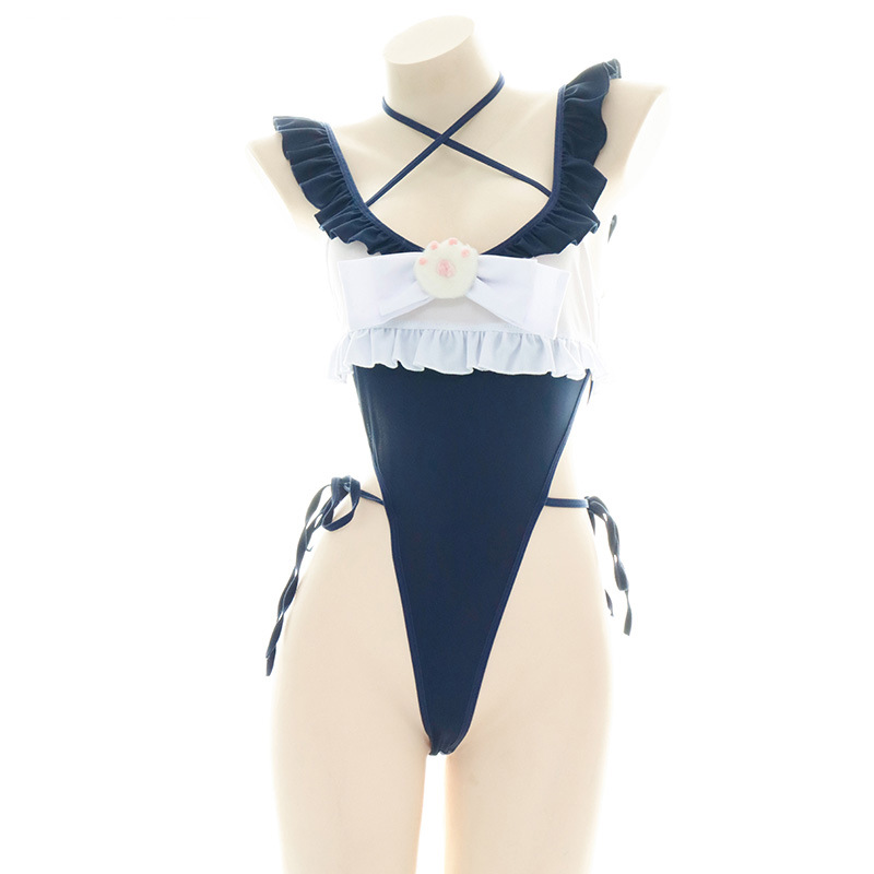 かわいいフリルエッジワンピース水着女性ハイスプリットボディス - Anime Cosplay One Piece のレビューと価格