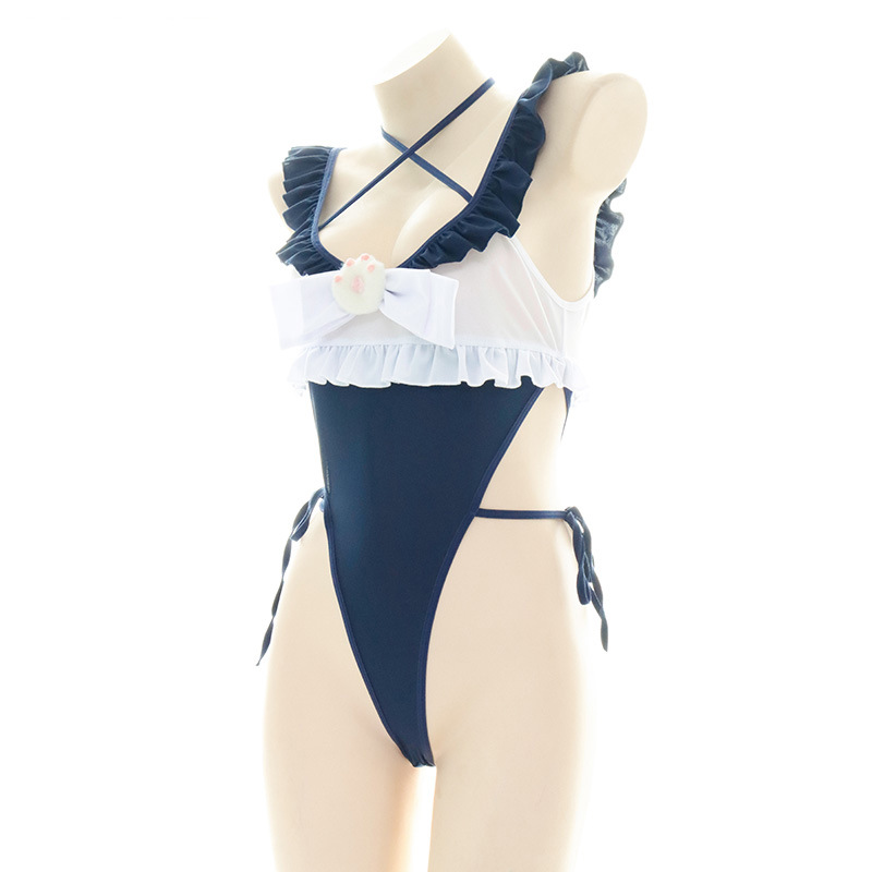 かわいいフリルエッジワンピース水着女性ハイスプリットボディス - Anime Cosplay One Piece のレビューと価格