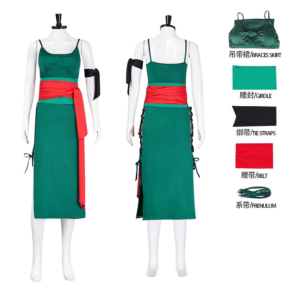 大人女性アニメロロノア・ゾロコスプレグリーンドレスコスチュー - Anime Zoro Cosplay Female のレビューと価格
