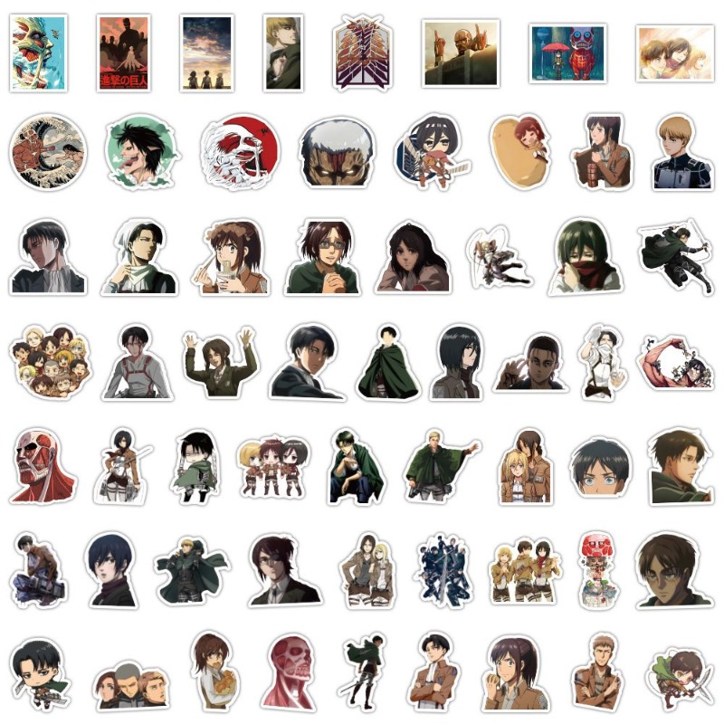 60枚入り 進撃の巨人 アニメステッカー かわいい 防水デカ - Anime Cosplay Cute のレビューと価格