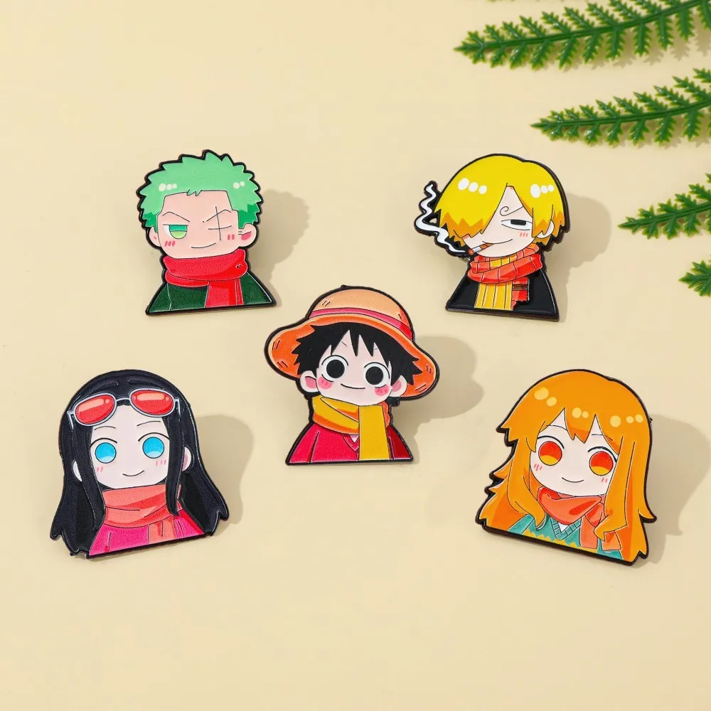 5個入り 可愛いアニメ漫画ブローチ 面白いナミ ルフィ ゾロ - Anime Cosplay One Piece のレビューと価格