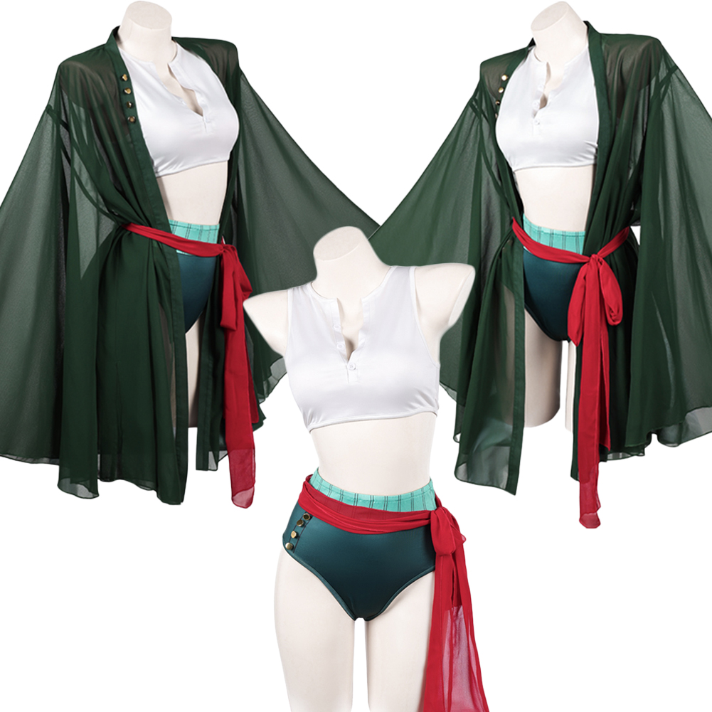 アニメ海賊ロロノアコスプレゾロダークグリーン着物女性のための - Anime Zoro Cosplay Female のレビューと価格